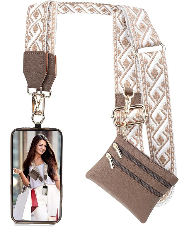 XANGNIER Clip and Go Strap for Phone with Wallet Crossbody, Phone Strap with Zippered Wallet, Adjustable Anti Theft Cellphone Lanyard for Women, Cellphone Chain Accessories,Multicolor 5