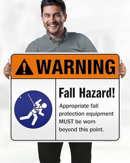 Warning Fall Hazard Appropriate Fall Protection Equipment Sign, 24x30 Inches, 3M EGP Reflective .080 Aluminum, Fade Resistant, Made in USA by My Sign Center