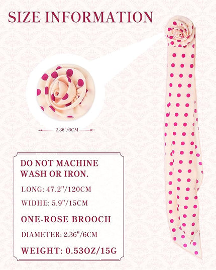 Chiffon Scarf for Women, Removable Flower Neck Scarf Light Soft Fashion Rose Scarves Versatile Headband or Hair Band