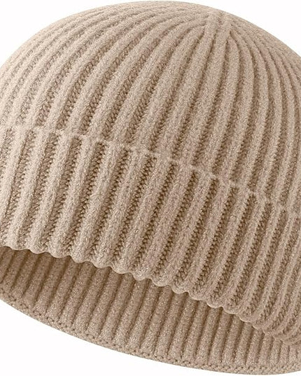 ROYBENS Swag Wool Knit Cuff Short Fisherman Beanie for Men Women, Winter Warm Hats