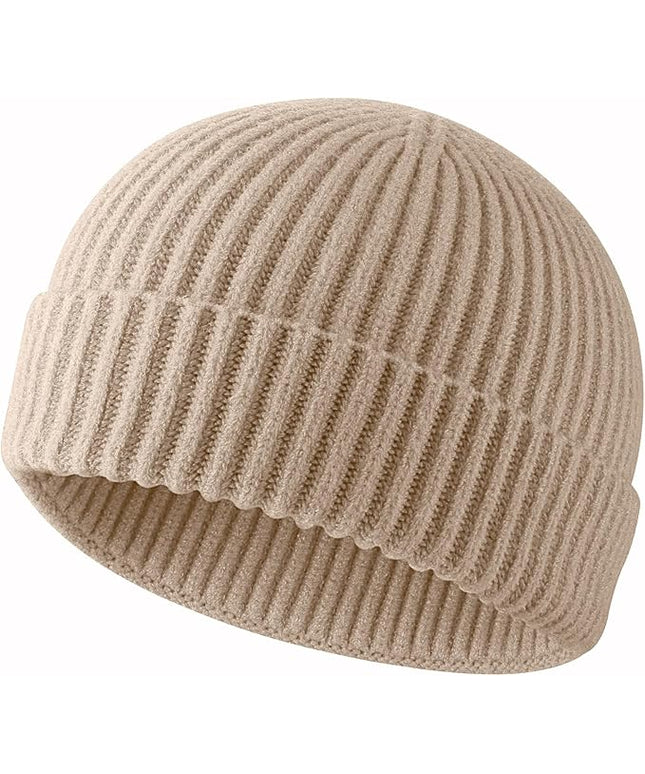 ROYBENS Swag Wool Knit Cuff Short Fisherman Beanie for Men Women, Winter Warm Hats