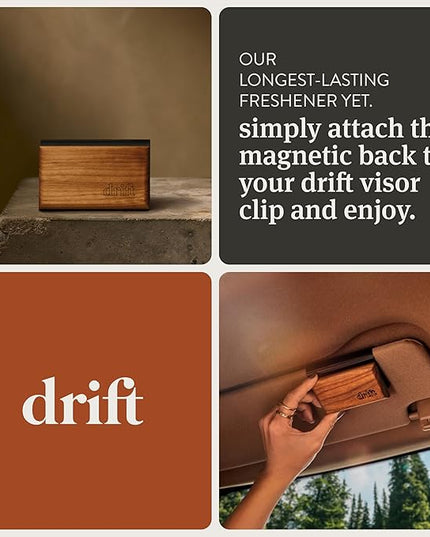 Drift Car Air Freshener - The Original Wood Air Freshener - Car Odor Eliminator - Long Lasting Scent - Metal Clip - Essential Oils - Clean Ingredients - Open Air Scent 3 Pack Refill - NO CLIP INCLUDED