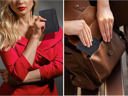 Oak Leathers Leather Wallet For Women - Small RFID Coin Purse Credit Card & ID Holder for Ladies, Gift for Women's, Bifold Wallets (Nappa Black)