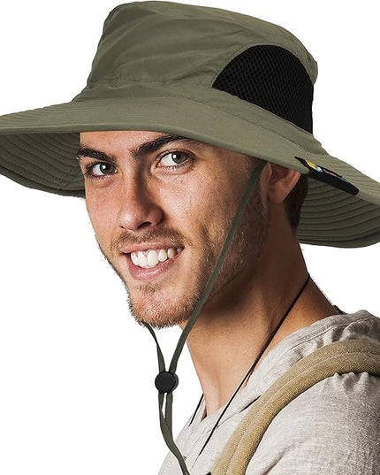 SUN CUBE Wide Brim Sun Hat Men Women, Fishing Hats Sun UV Protection, Mens Hiking Bucket Hat Safari Beach Boonie, UPF 50+