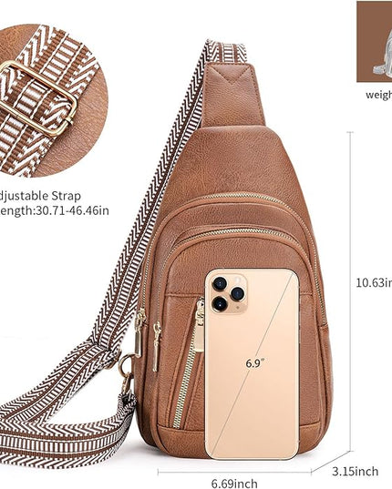 FALAN MULE Crossbody Bags for Women Trendy Leather Sling Chest Bag Fanny Packs for Women