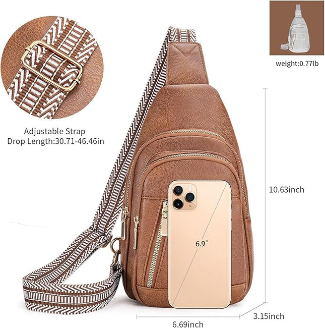 FALAN MULE Crossbody Bags for Women Trendy Leather Sling Chest Bag Fanny Packs for Women