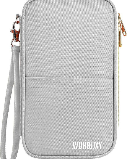 Multifunctional, Practical, RFID Family Passport Holder, Travel Wallet (gray), Travel document Organizer, Passport Bag, Three-layer Design, Multiple Pockets，Big Storage