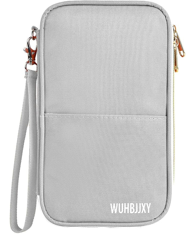 Multifunctional, Practical, RFID Family Passport Holder, Travel Wallet (gray), Travel document Organizer, Passport Bag, Three-layer Design, Multiple Pockets，Big Storage