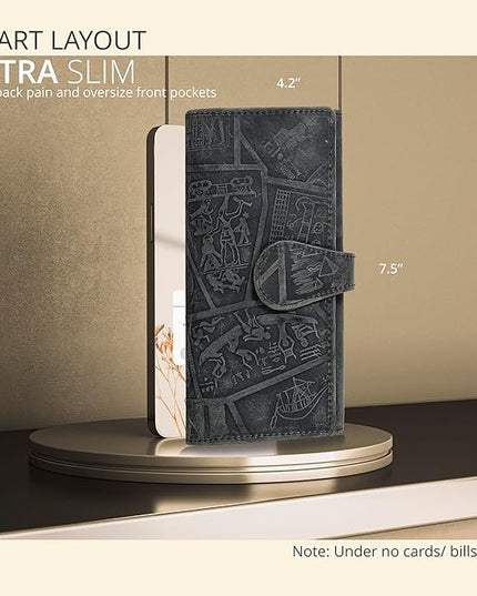 Real Leather Women Wallet Leather with RFID Blocking -Trifold Card Holder Designer Ladies Clutch with ID Window Wallets