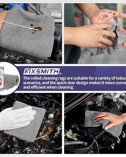 FIXSMITH Microfiber Cleaning Cloth Roll -75 Pack, Microfiber Towel Roll Tear Away, Reusable Cleaning Rags, Microfiber Towels for Cars, Dish Rags Dust Cloths for Kitchen, Home, Auto 11.5 x 11.5 inch