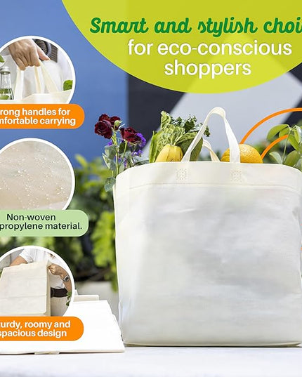 Simply Cool Reusable Grocery Bags Eco-Friendly - Reusable Shopping Bags, Heavy Duty Grocery Bags, Foldable, Tote Bags Bulk