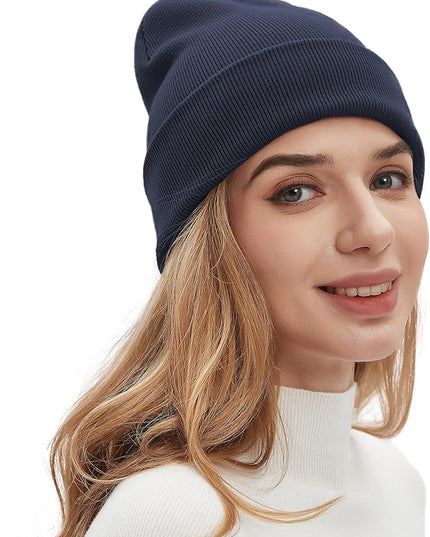 100% Cotton Beanies for Men Women Cotton Hats Soft Warm Unisex Cuffed Plain Skull Hat Autumn Winter Slouchy Knitted Cap