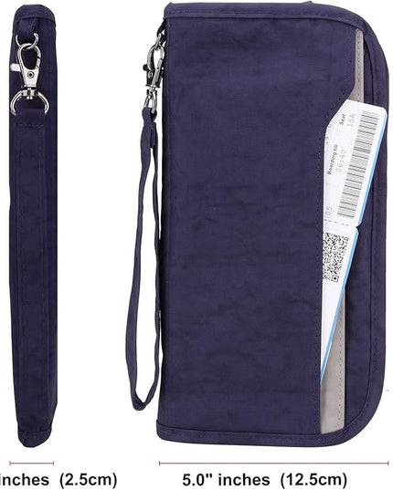 ZOPPEN Passport Holder Family RFID Passport Wallet, Passport Holder Women/Men, Travel Wallet Documents Organizer Zipper Case with Removable Wristlet Strap, Travel Essentials for Flying