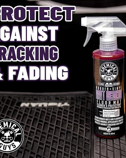 Chemical Guys HOL70016 Heavy Duty Floor Mat Cleaning Kit with Mat Renew Rubber + Vinyl Floor Mat Cleaner and Protectant (16 fl oz), Drill Brush Attachment, & Workhorse Towels, 5 Item Kit
