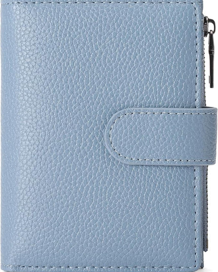 GAEKEAO Small Wallets for Women Leather RFID Blocking Bifold Zipper Pocket Wallet Card Case Purse with ID Window