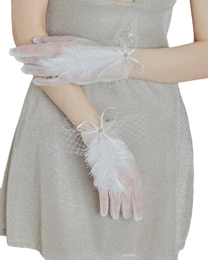 Sahabowi Satin Gloves Formal Bridal Banquet Party Wedding Opera Solid Colorful Mitten For Women