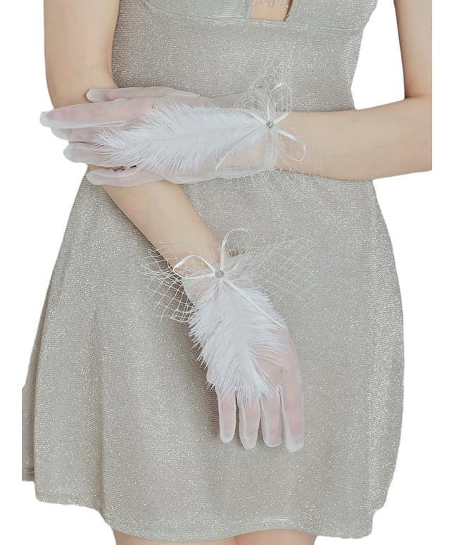Sahabowi Satin Gloves Formal Bridal Banquet Party Wedding Opera Solid Colorful Mitten For Women