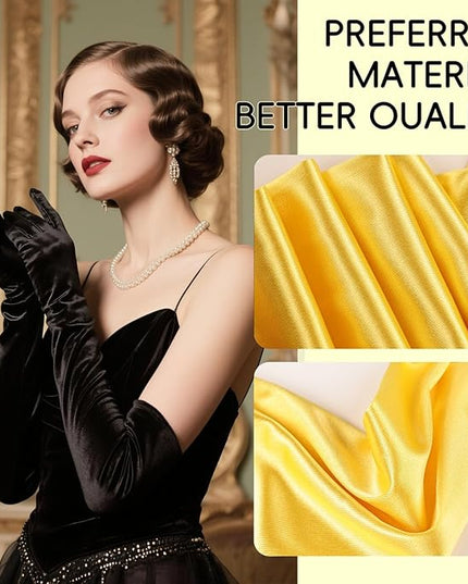 THARAHT Women Long Gloves with Satin Elbow Length for 1920s Opera Tea Party Costumes Bridal Evening Dress