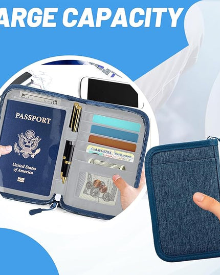 Passport Holder for Travel Essentials, RFID Blocking Protector Passport Wallets, Passport Document Organizer Case for Travel Must Have, Passport Book for Women, Couple, Family Cards, Tickets, ID, Cash