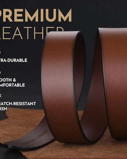 Buffway Men's Leather Belt,1.5" Handmade Top-Grain Leather–Durable,Comfortable,Suitable for Everyday Formal & Casual Wear