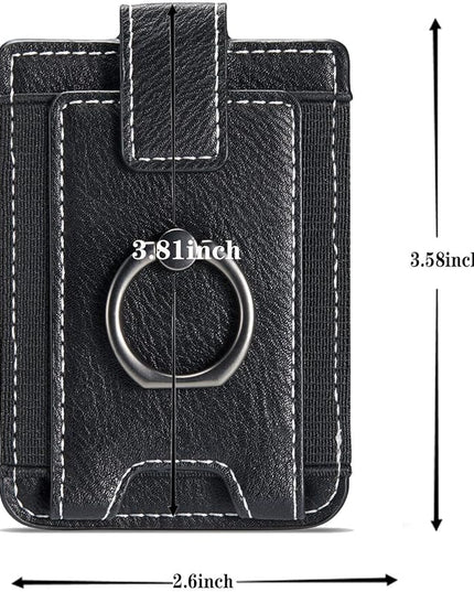 BIAJIYA Phone Card Holder RFID Leather Wallet Credit Adhesive Cell Case Stick-on Card Holder for Women and Men Back of Phone for Most of Smartphones