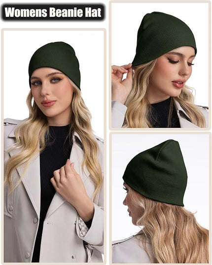 choshion 100% Cotton Beanie Hat, Cuffless Beanies Warm Knit Winter Skull Cap, Unisex Soft Fisherman Hats for Women Men