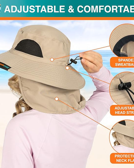 SUN CUBE Wide Brim Sun Hat Men Women, Fishing Hats Sun UV Protection, Mens Hiking Bucket Hat Safari Beach Boonie, UPF 50+