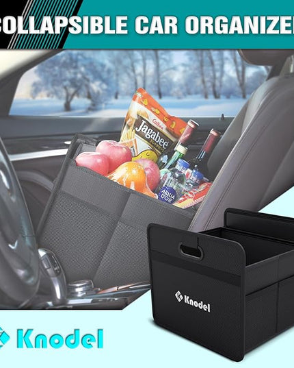 K KNODEL Car Trunk Organizer, Foldable Organizer for Car, Automotive Consoles & Organizers, Storage with Reinforced Handles (Small, Black)