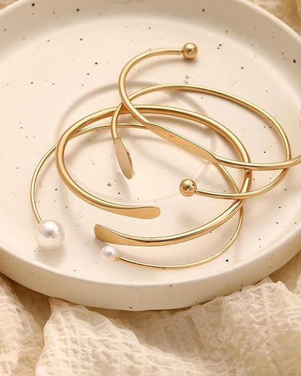 ÌF ME Gold Bangle Bracelets for Women, Indian Bangles Stackable Set, Multi Layer Textured 14K Gold Plated Chunky Bracelets Boho Jewelrys Set