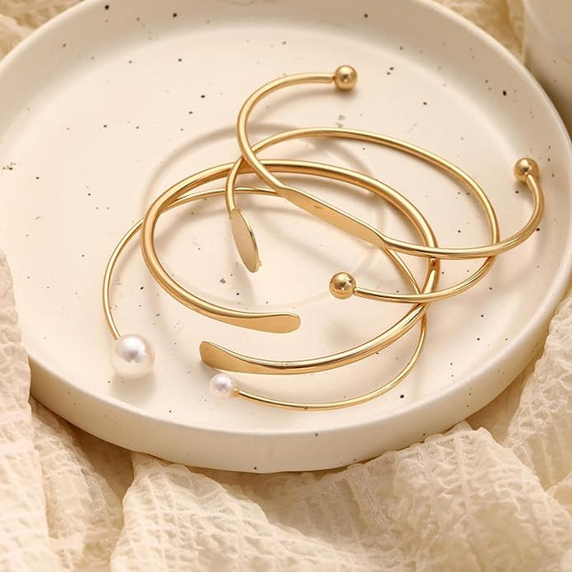 ÌF ME Gold Bangle Bracelets for Women, Indian Bangles Stackable Set, Multi Layer Textured 14K Gold Plated Chunky Bracelets Boho Jewelrys Set
