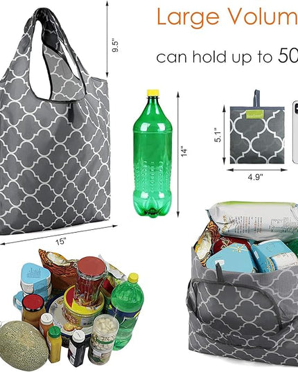 BeeGreen Grocery Bags | Reusable Gift Bags, Large Tote for Women & Foldable Beach Bag - 6 Pack Reusable Bag With Handles | Collapsible Cute Cloth Storage for Market, Holiday & Shopping | Washable