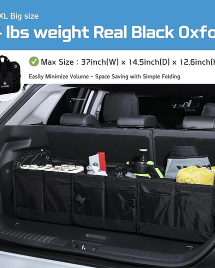 1680D Trunk Organizer with Lid, 114L for SUVs & Trucks, Load-Supporting Rigid PP Panels, Reinforced 800D×800D Weave, Water-Resistant