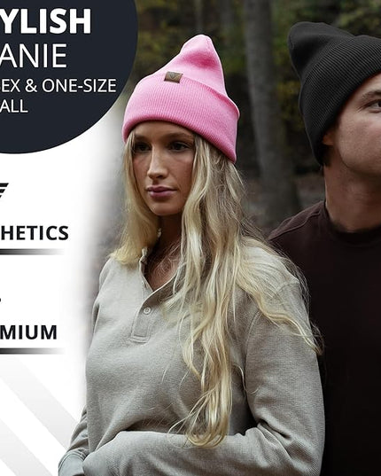 Urban Effort Beanie for Men Women – Warm Acrylic Unisex Knit Winter Hats for Men, Soft Stretch Fit, Classic Streetwear Style