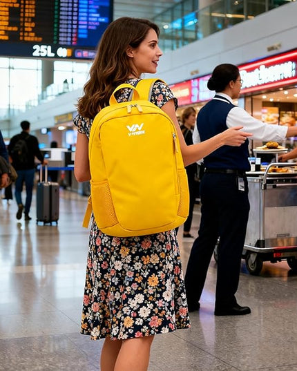 30L Commuter Backpack, Lightweight Laptop Camping Casual Daypacks, Waterproof Gym Travel School Bag Basic Backpack for Men Women-Yellow