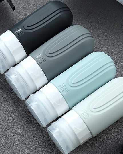 Travel Bottles for Toiletries, Tsa Approved 2oz Travel size Bottles, BPA Free Leak Proof Travels Toiletry Containers, Traveler Accessories with Toiletry Bag for Shampoo Liquid (4 Pack)