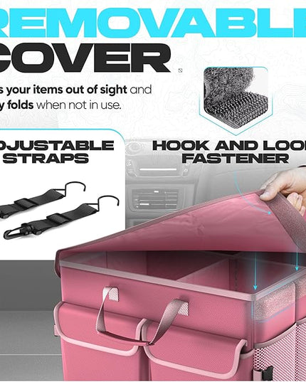 FORTEM Trunk Organizer For SUV Car Trunk Organizer, Foldable Storage, Car Accessories for Women Men, Collapsible Bag, Perfect Christmas Gifts, 600D Oxford, Non Slip Bottom, Straps, Soft Cover (85L)