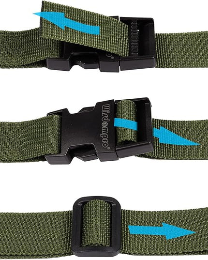 Wisdompro Luggage Strap, 2 Pack Heavy Duty Utility Straps with Quick Release Buckle, Adjustable Nylon Strap for Backpacking, Sleeping Bag Compression, Camping, Hiking - 48 inch, Army Green