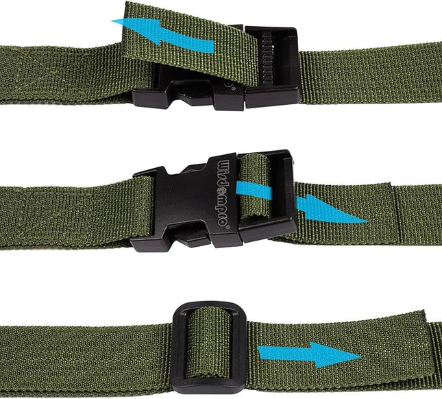 Wisdompro Luggage Strap, 2 Pack Heavy Duty Utility Straps with Quick Release Buckle, Adjustable Nylon Strap for Backpacking, Sleeping Bag Compression, Camping, Hiking - 48 inch, Army Green