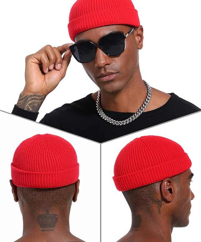vidsel Thin Wool Fisherman Beanie Hat for Men Women Fall Winter,Short Knit Cuffed Fashion Trawler Skull Cap,Watch Cap