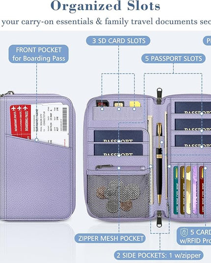 Fintie Family Passport Holder Wallet, RFID Blocking Travel Document Organizer Clutch Bag Credit Cards Case Cover for Women Men