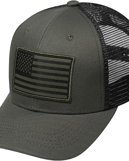 AURR American Flag Trucker Hat, Patriotic Baseball Cap for Men & Women, Breathable Mesh Adjustable Snapback, USA Flag Patch