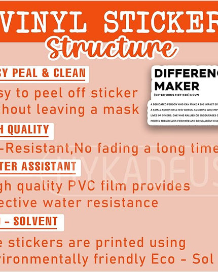 (3Pcs) Difference Maker Definition Stickers Inspirational Positive Sticker Waterproof Vinyl Decals for Water Bottle Laptop Scrapbook, Thank You Appreciation Gifts for Teacher Coach Coworkers, 3" x 2"