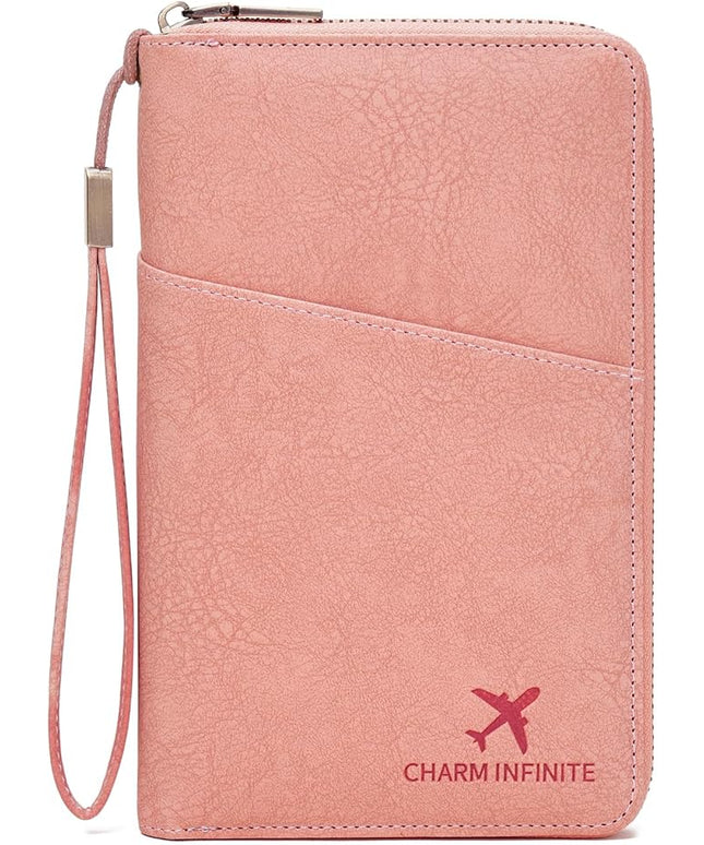 Family Passport Holder Wallet RFID Blocking Zippered Passport Wallet,Women and Men Travel Wallet Ladies Passport Cover