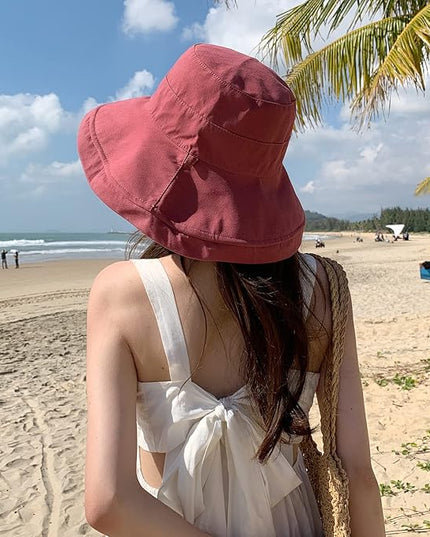 HUAMULAN Women Summer Sun Hat Wide Brim Wired Edge Floral Beach Bucket Hats Reversible Foldable Travel UV Protection Lady Hat