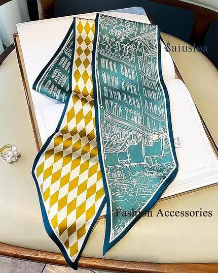 Purse Scarf For Handbags Head Scarves For Women's Hair Bags Scarfs Long Skinny Scarves Fashion Silky