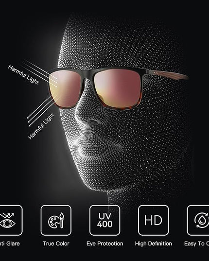 ZENOTTIC Square Polarized Sunglasses for Men Ultralight Carbon Fiber Sun Glasses Driving Fishing Golf Sports UV400 Protection