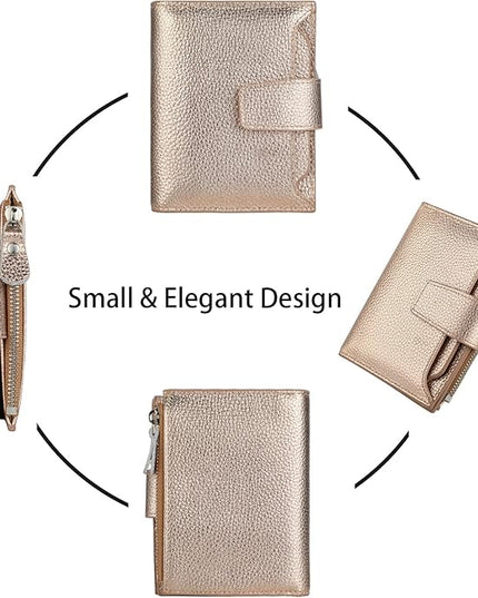 Lavemi Small Compact Women Wallet RFID Blocking Genuine Leather Bifold Purse with ID Windows