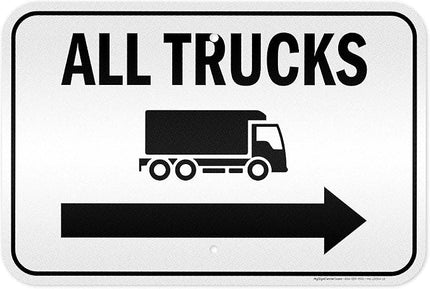 All trucks With Right Arrow Sign, 12x18 Inches, 3M EGP Reflective .063 Aluminum, Fade Resistant, Made in USA by My Sign Center