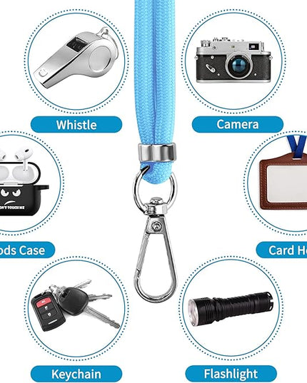 CACOE Phone Lanyard 2 Pcs-1 Pcs Adjustable Neck Strap, 1 Pcs Wrist Strap, 2 Pads, Universal Crossbody Multifuctional Cell Phone Lanyards Compatible with Most Smartphones(Light Blue)