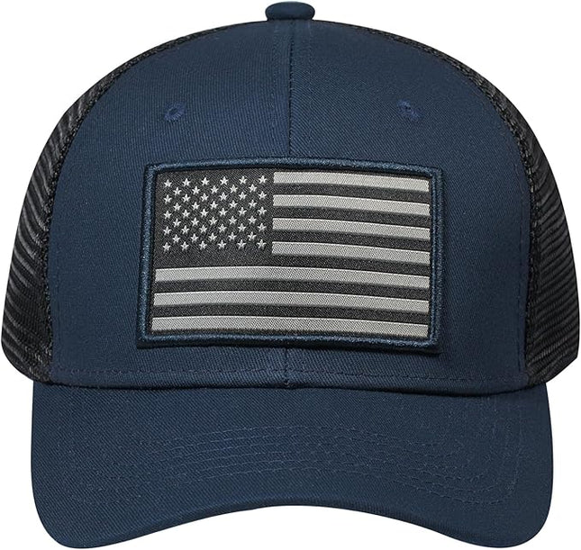 AURR American Flag Trucker Hat, Patriotic Baseball Cap for Men & Women, Breathable Mesh Adjustable Snapback, USA Flag Patch